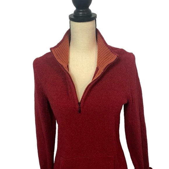 ExOfficio Women’s Light Fleece Red Sweater in Sz M 1/4 Zip Pullover - Picture 2 of 10